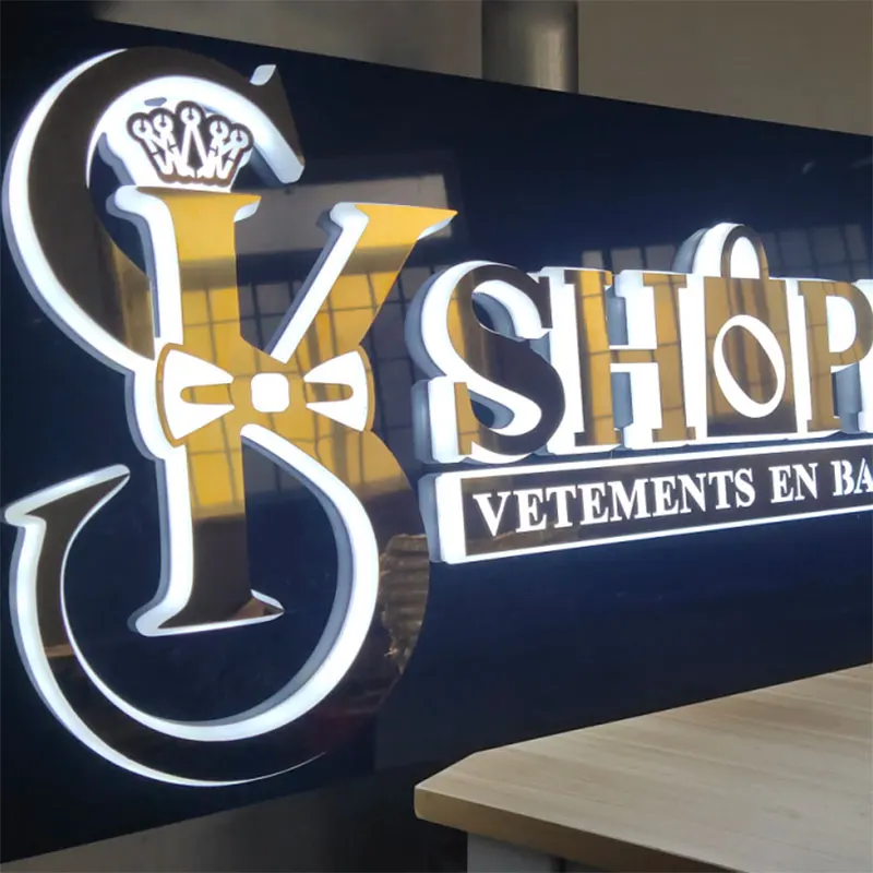 Logo Maker Customized 3D Gold Alphabet Acrylic Channel Letter Light Advertising Sign Wall Led Sign Logo Indoor Business Sign