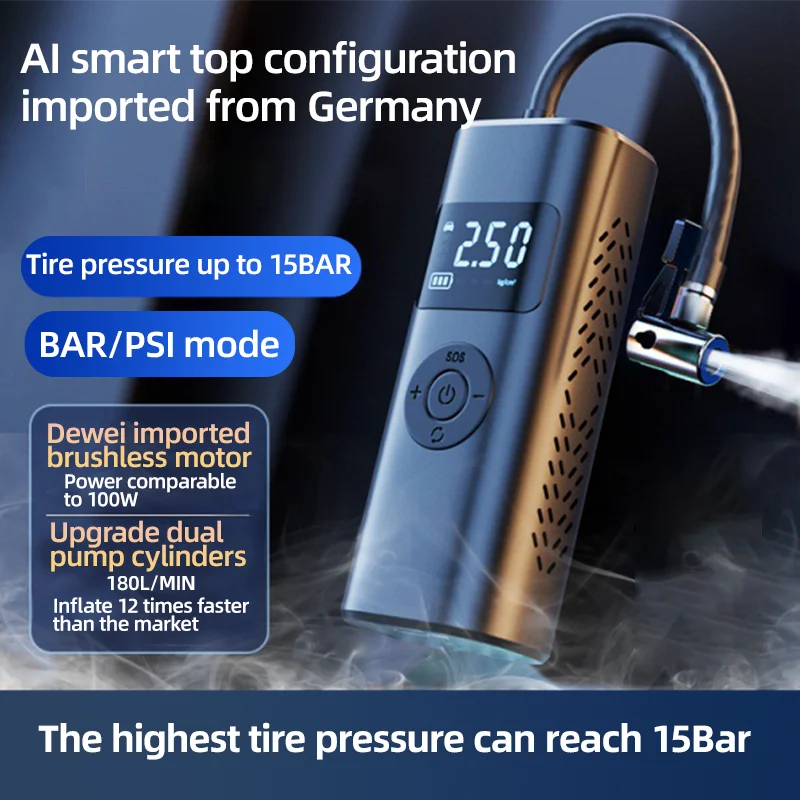 Low Noise Multi Scene Usage Mini Automobile Fast Inflation Pump Car Mounted Wireless Electric Pump