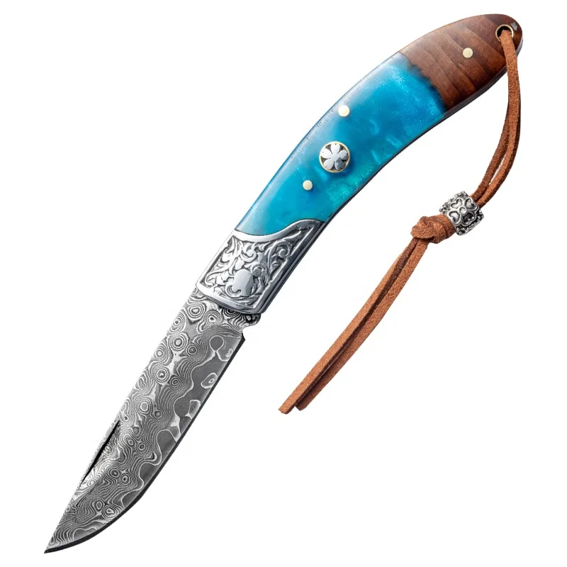 Manufacture OEM Damascus Steel Hunting Knife Outdoor Utility Camping Survival Knife Small Pocket Knife