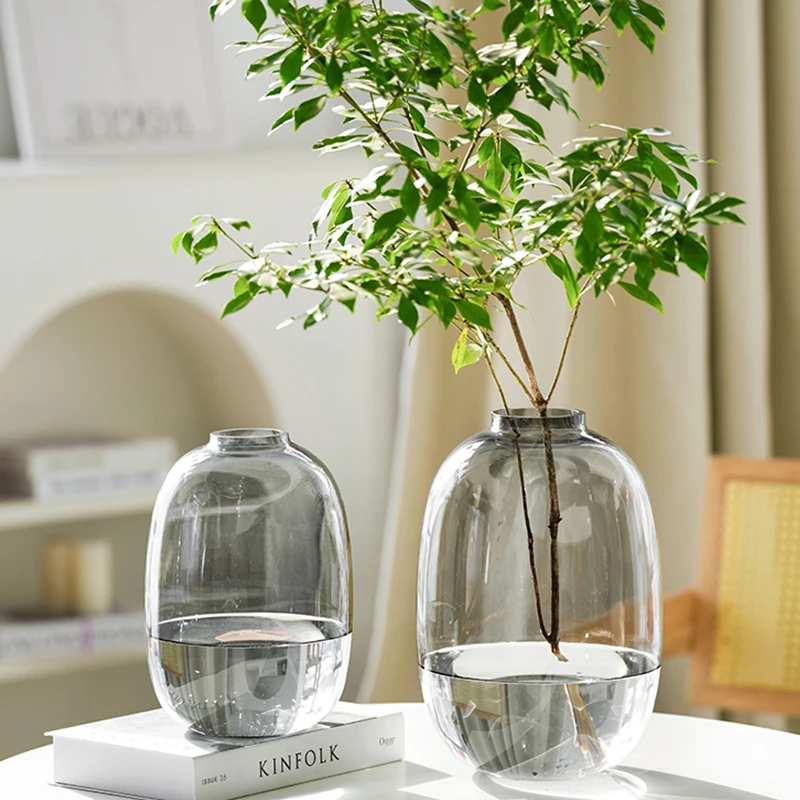Unique Shaped  Clear colored glass Flower vases Cheap Tall Cylinder Glass & Crystal Transparent Acrylic Vases for decor