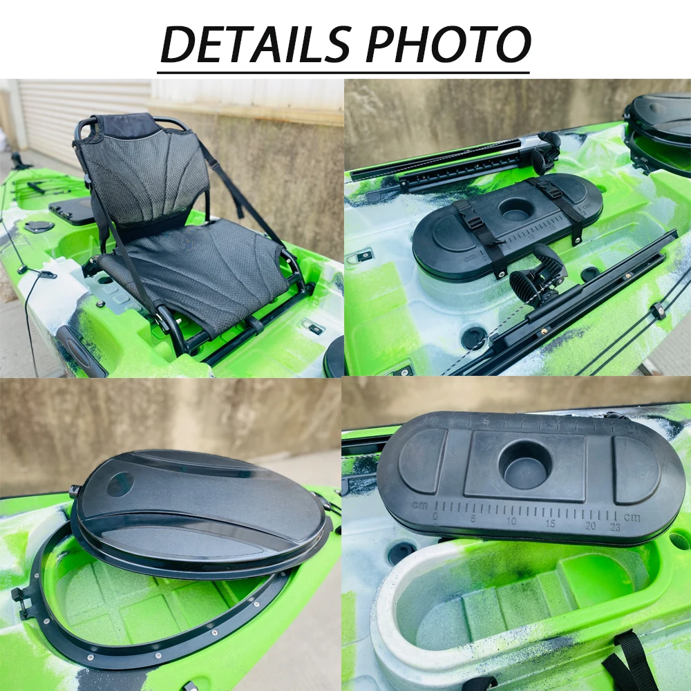 Single Fishing Kayak LDPE Plastic Canoe Fin Pedal Pro Angler Rowing Boat For 1 Adult