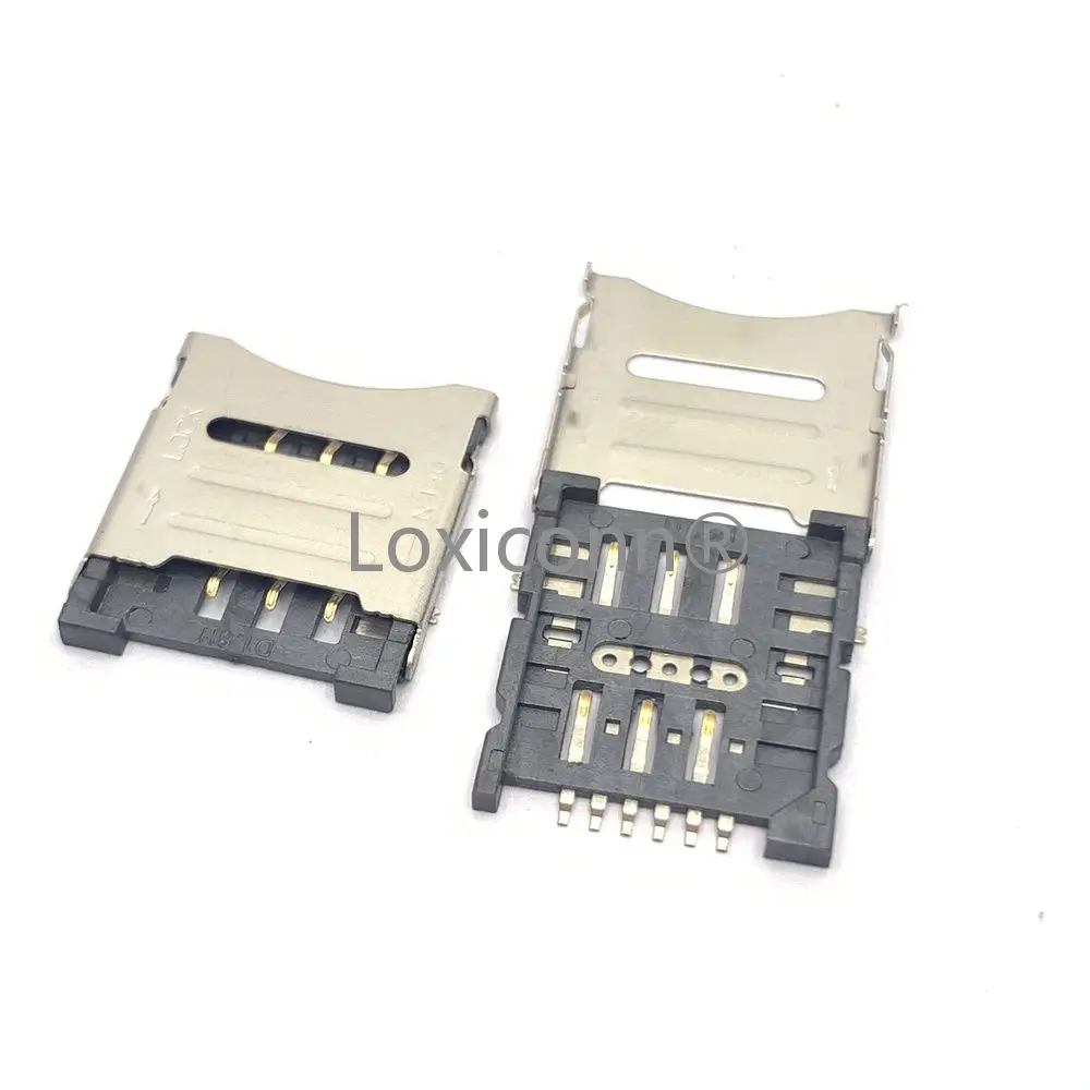 High quality Push Pull type Anti-Crush sim card Connector Sim 6 pin Micro Sim Socket Connector 1.8H card slot connector