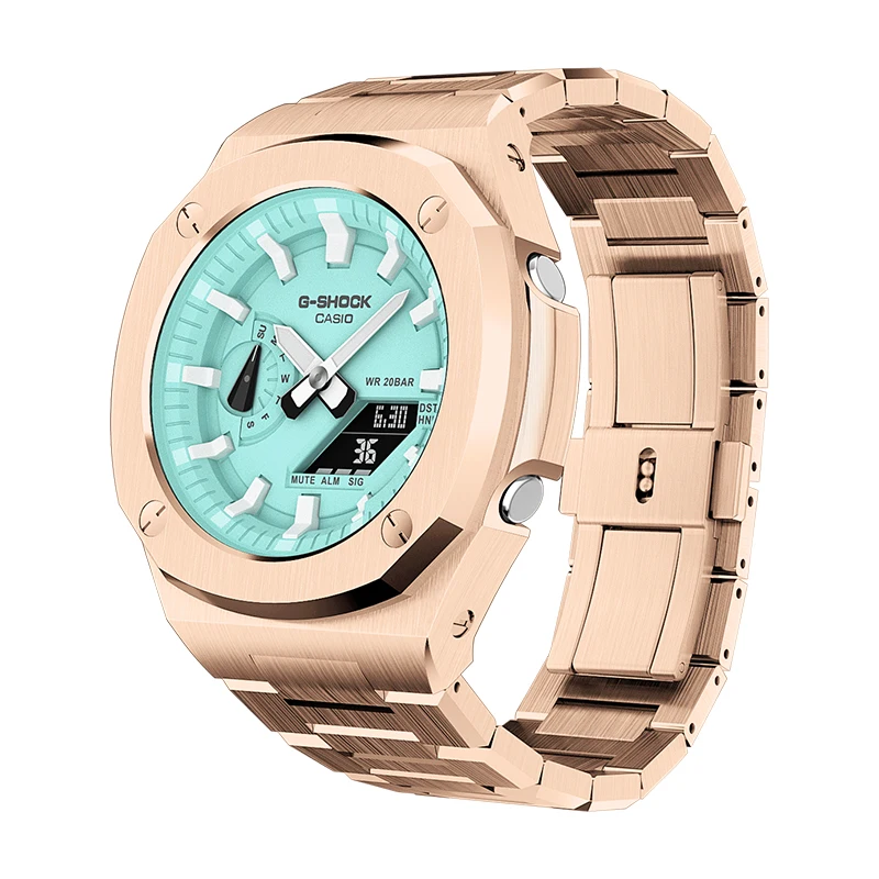 4th GA-2100/2110 All Metal Bezel Strap Watch Case with Screws DIY Stainless Steel Watch Strap for Casioak Mod Kit