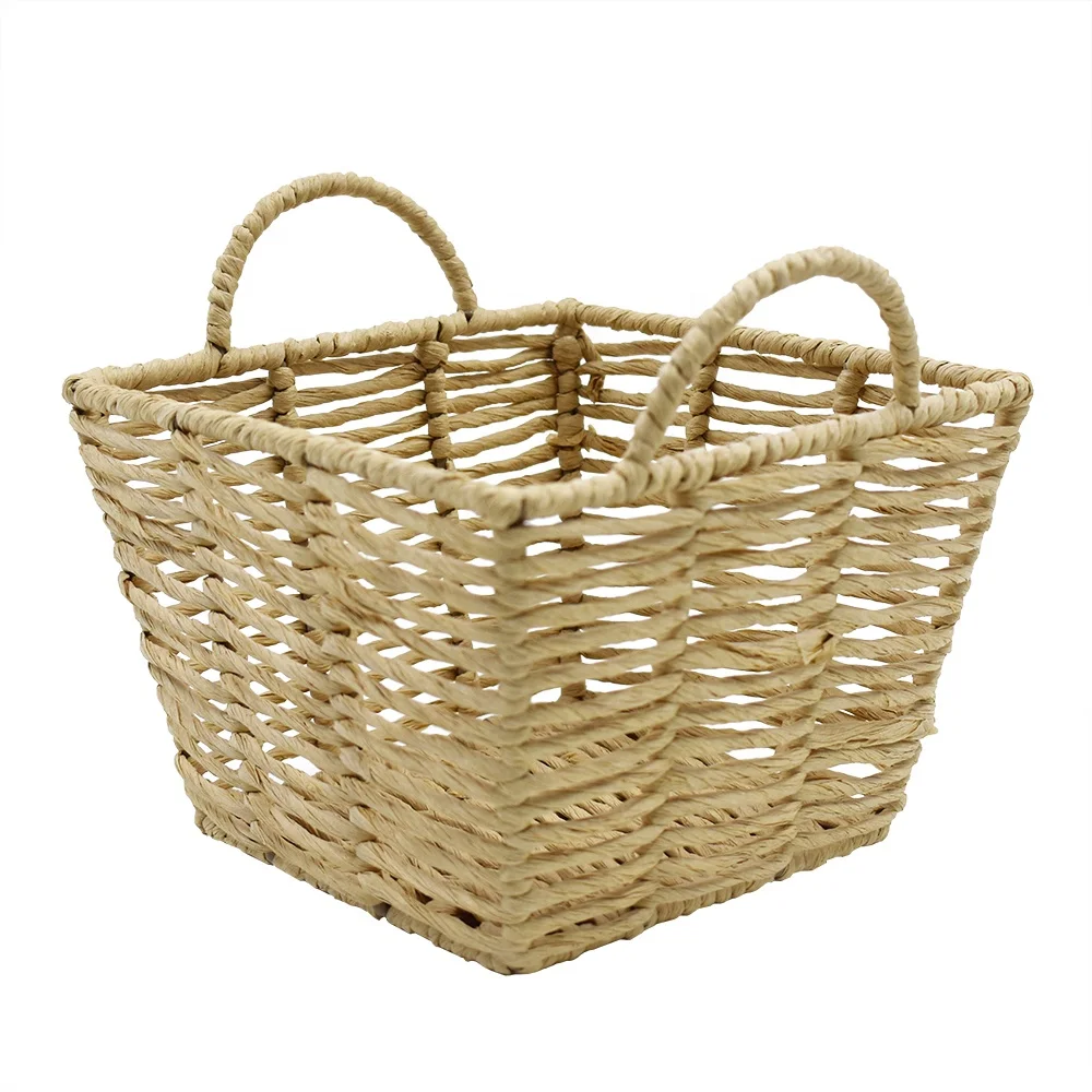 Rural Style Rattan Woven Hand Basket Portable Storage Basket Fruit Flower Gift Packing Basket For Home Picnic