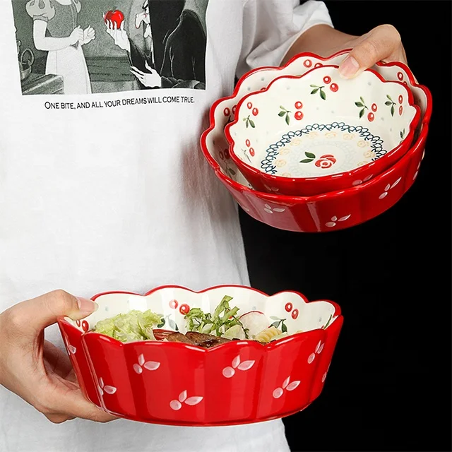 Индивидуальная керамическая миска для риса с узором