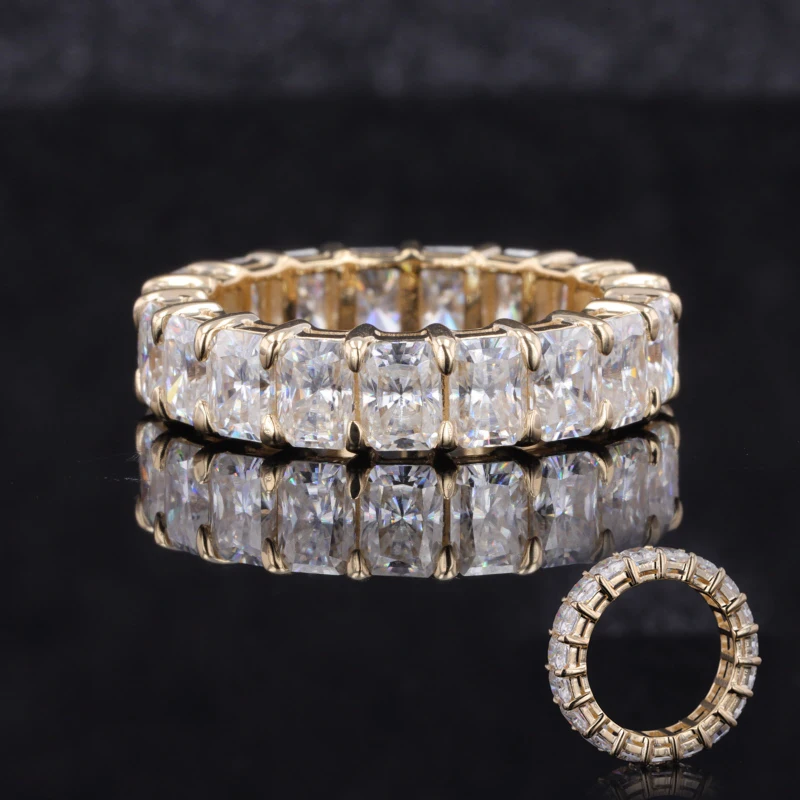 starsgem Custom 14K Gold Jewelry 3*4mm baguette emerald cut moissanite eternity band