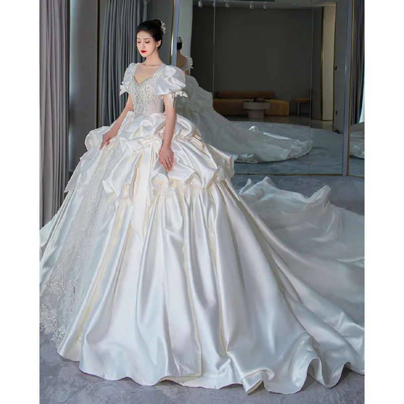 SUNNY Satin Main Wedding Dress 2023 New Bride High-end Train Dress Sweetheart Wedding Dresses