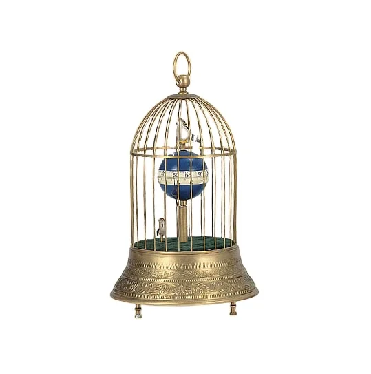 Винтажные интересные заводные латунные изысканные чехлы с птичьей клеткой механические настольные часы/часы для коллекции украшения