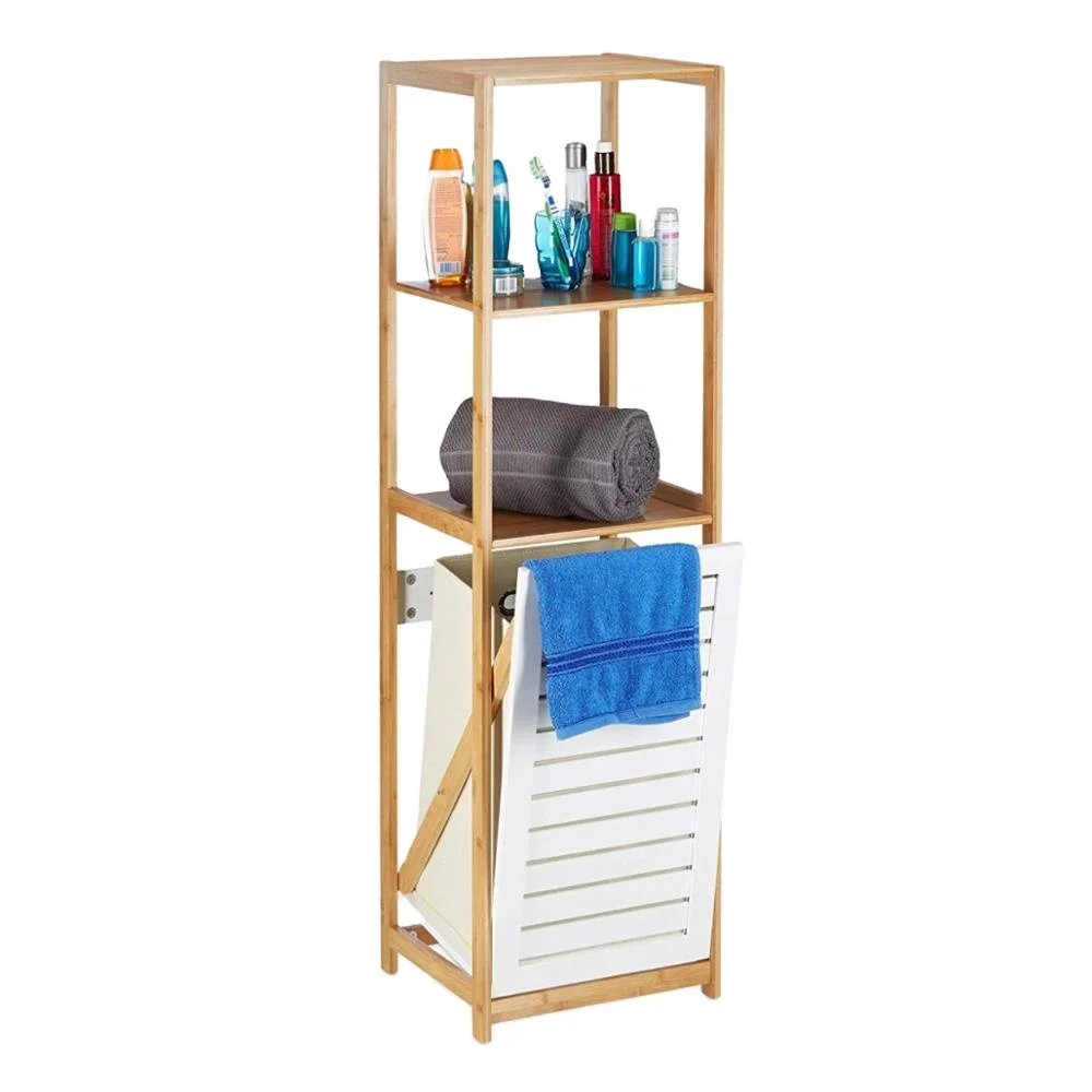 Home Bathroom foldable bamboo bathroom Wooden Rackunique laundry basket