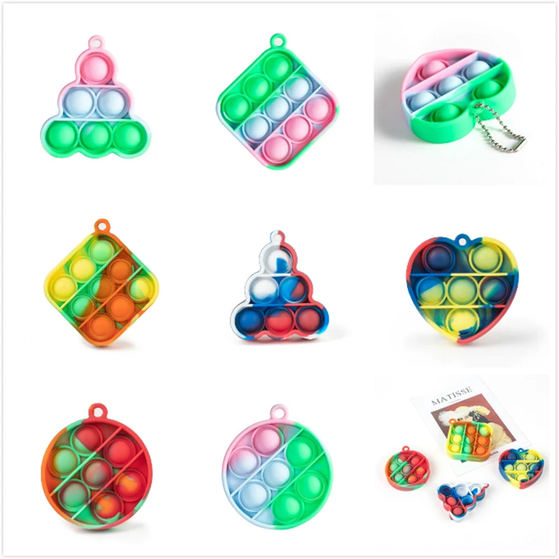 2021 Factory Hot Sale Cute key Chain Silicone Stress Sensory  Fidget Decompression Toys Key Rings