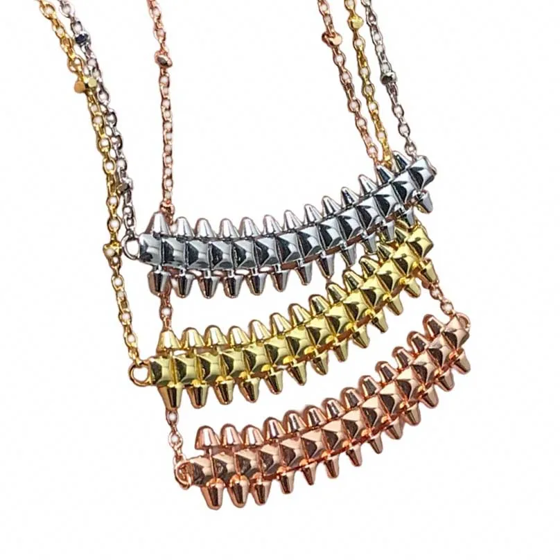 New Silver Rivet Bullet Smile Classic Fashion Stainless Steel Jewelry Luxury Brand Custom Wholesale Inspired Nail Necklace