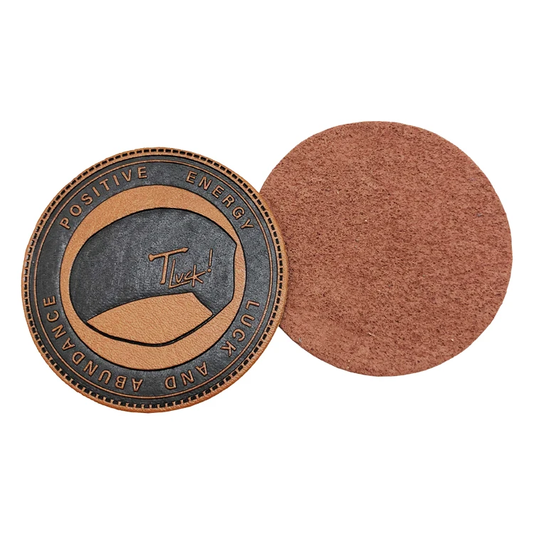 High Quality Custom Pu Leather Labels Patches Embossed Logo Pu Leather Jeans Patches With Sewn Channel
