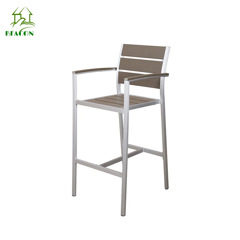 Cafe furniture bar high tables plastic wood bar out door chair with table for restaurant and bars outdoor