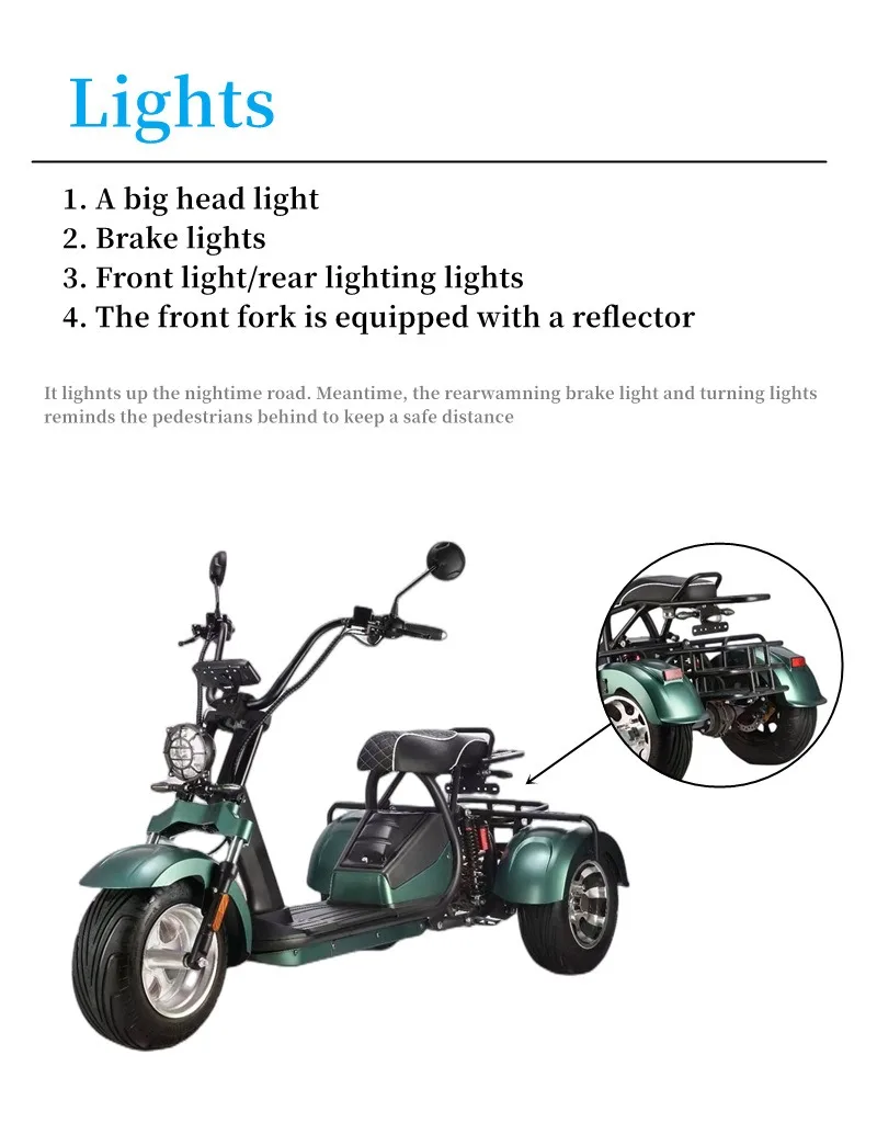 Electric Scooter Electric Tricycles for Adults Cargo Rickshaw with 3 Wheels Passenger Use Electric Motorcycle