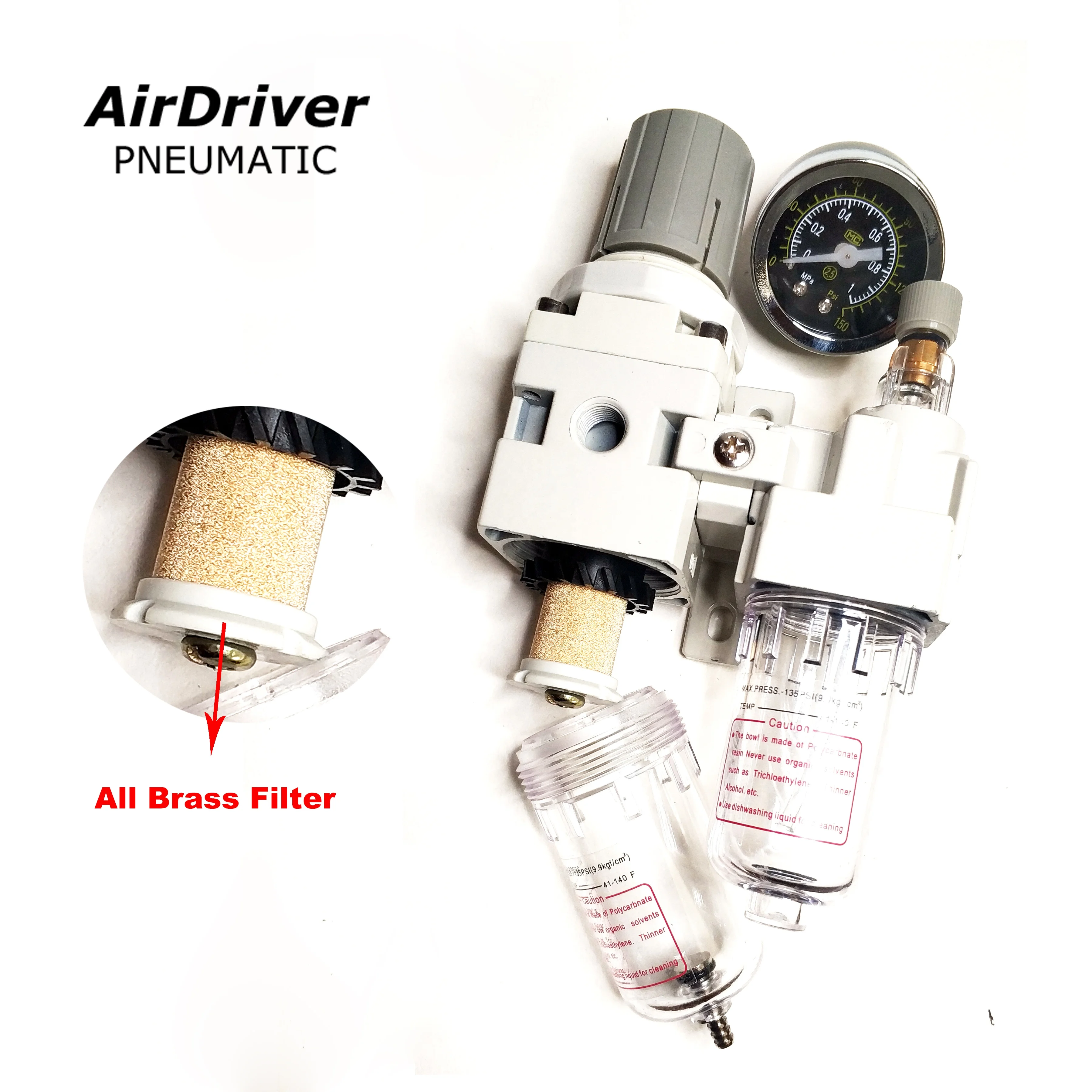 AC2010-02 Pneumatic Regulator Air Filter Air Source Treatment With Brass Filter FRL UNIT