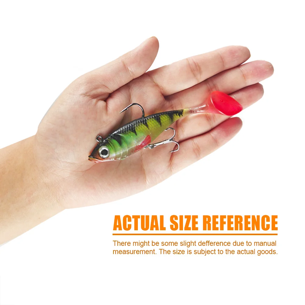 THORFORCE 80mm/11g 100mm/25.3g Luminous UV Coating Simulated Fish Scales Wrapped With Lead T Tail Soft Fishing Lures With Hooks