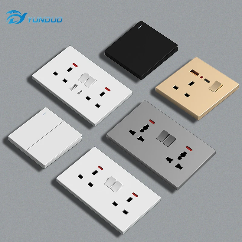 YUNDUO high quality  Factory Direct British Standard Wall Switches are suitable for homes and hotels Wall Socket Switch