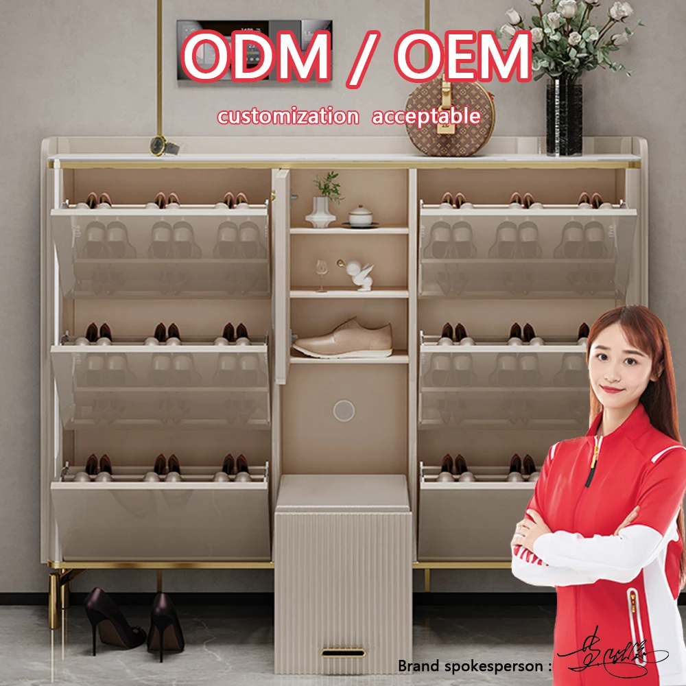 Modern simple tip bucket type ultra-thin shoe cabinet household door into small household shoe rack