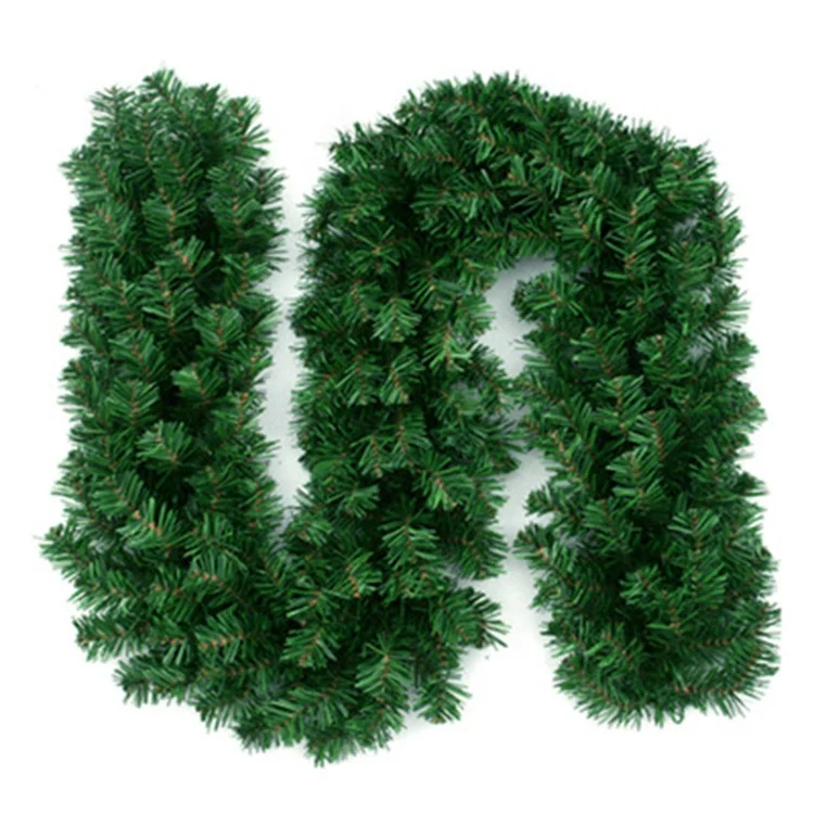 2.7m Green Artificial Christmas Garland Poinsettia Christmas Flower Wreath Christmas Tree Rattan Hanging Ornament Decoration