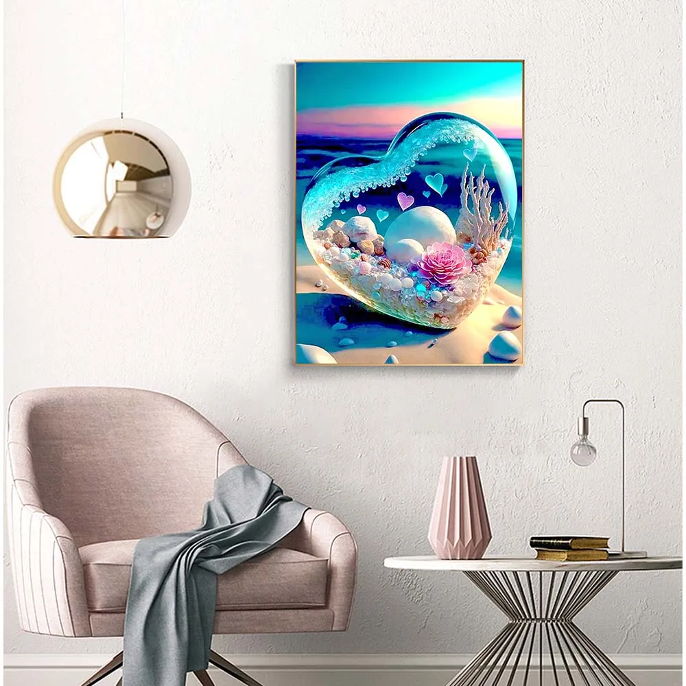 Best china low price diamond full open hot Beautiful Beach Love photo painting 5d diamond painting