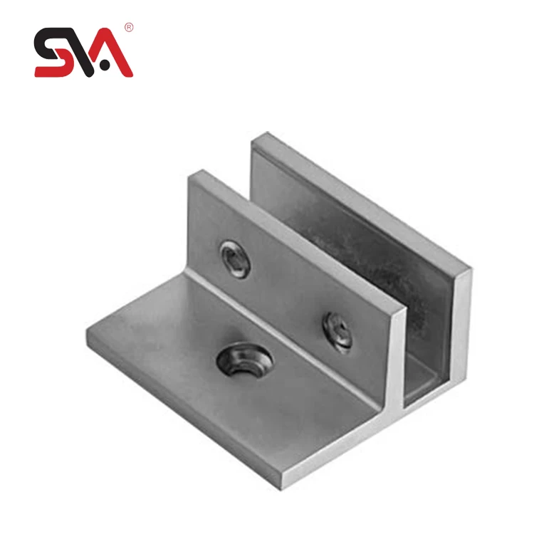Modern Hotel Office SVA-3085 F Shape Bathroom Shelf Clips Solid Brass Glass to Wall Mount Door Clamp