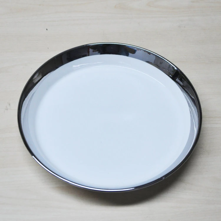 electroplated gold silver plate fruit salad dessert steak ceramic wedding dinner plates, High Quality salad dish plates