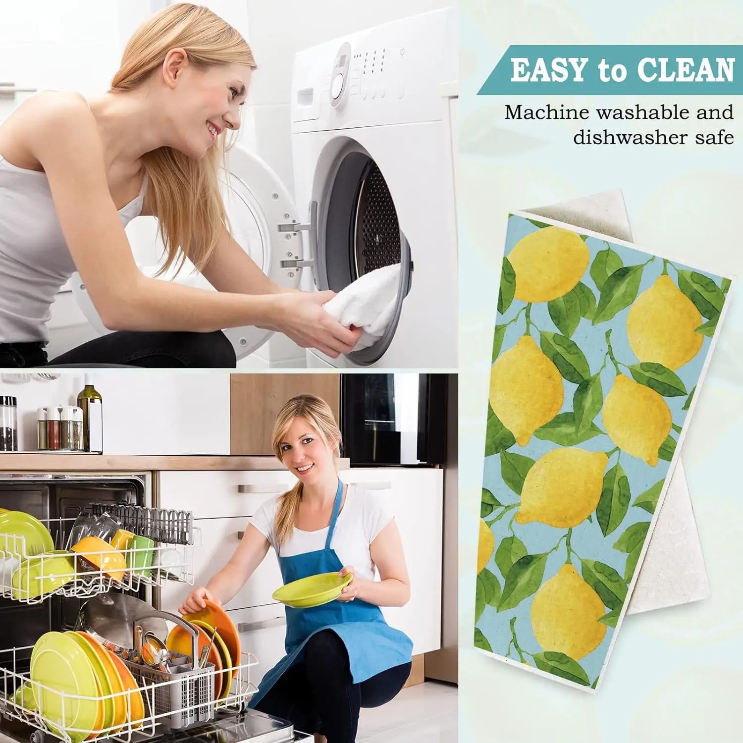 Wholesale Custom Printed Biodegradable Kitchen Cleaning Dishcloth Lemon print Cellulose Sponge Cloth Swedish Dish Cloth