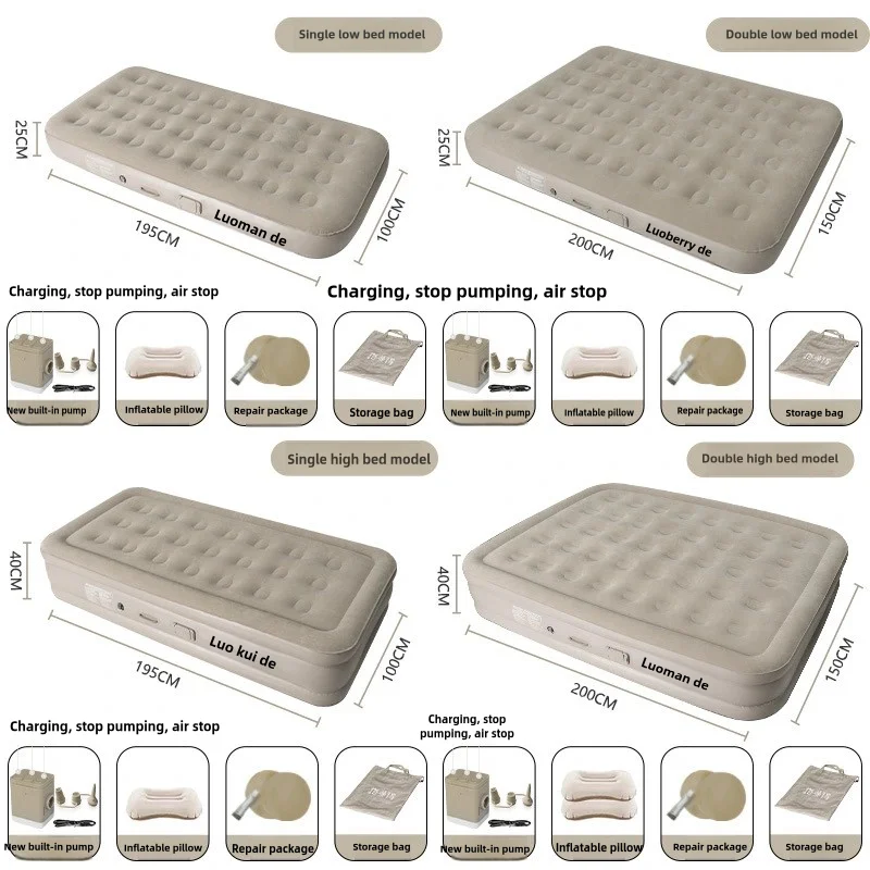 Single Double Sizes Inflatable Air Mattress Outdoor Camping Leisure Nap Automatic Inflation Thickened Sleeping Floor Better