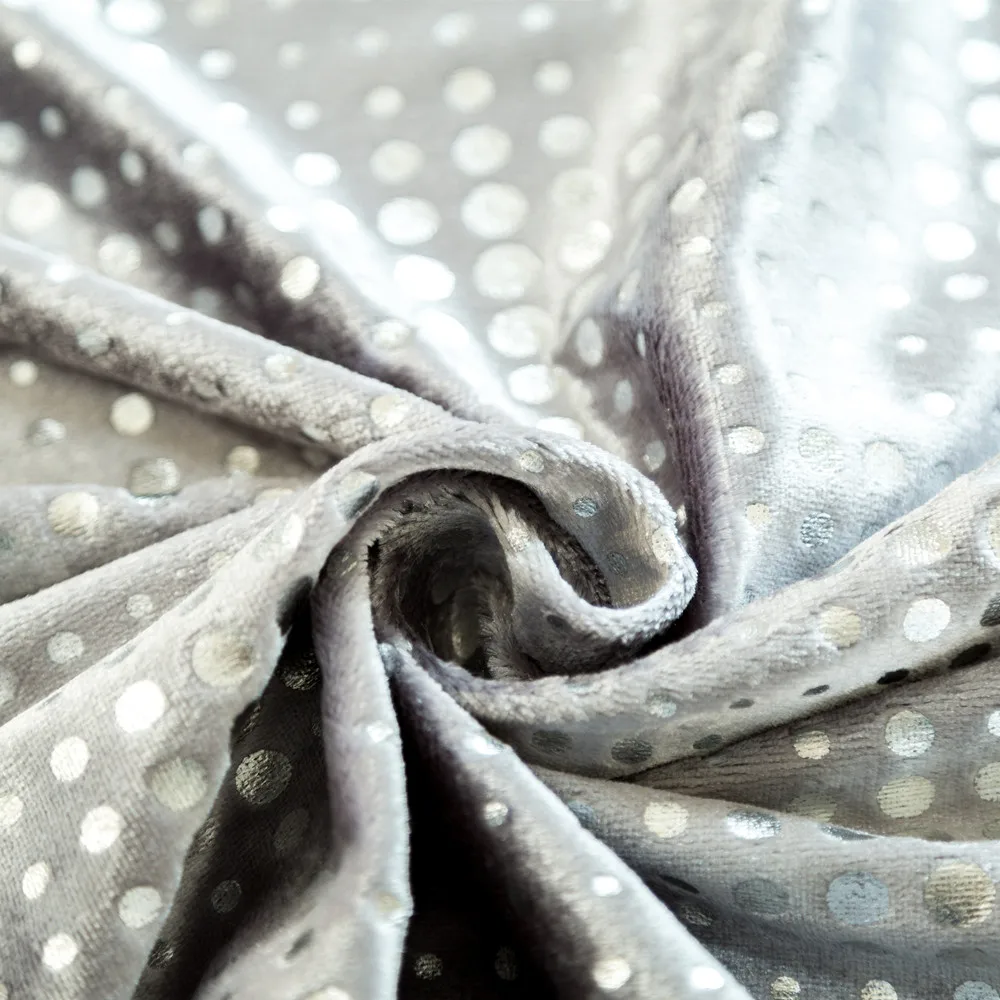 High ceiling 3D metallic printed velvet curtain silver shinning dot warm keep blind shade eyelets curtain