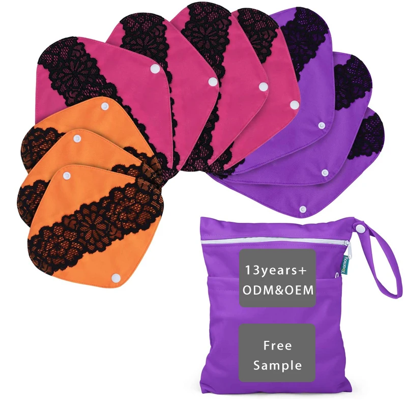 Wholesale Oem Reusable Menstrual Custom Packaging  Waterproof Sanitary Charcoal Pads Making Supplier