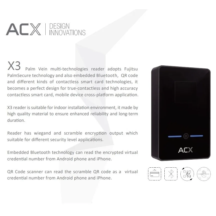 Считыватель физического доступа X series X3 водонепроницаемые IP55 контроллеры для дверей сканер qr-кода многотехнологичный