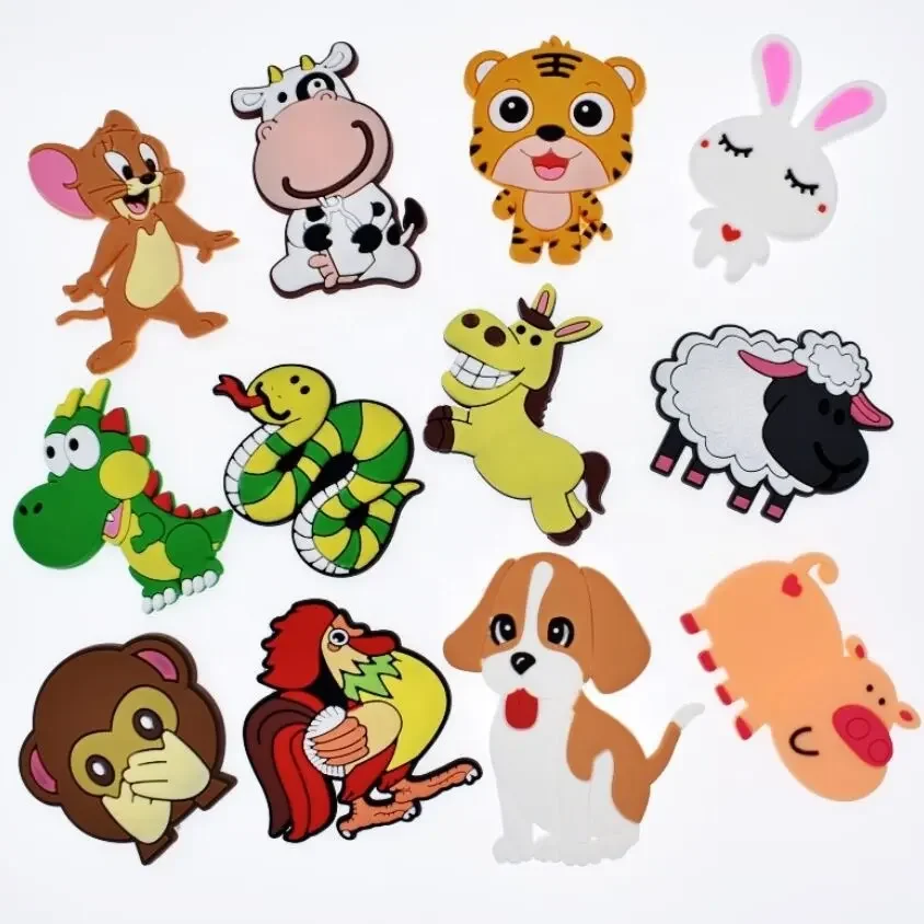 Children  Fridge Magnet Stickers Cartoon Pig Dog Solid Soft Refrigerator Stickers Fridge Magnet for for Early Child Education