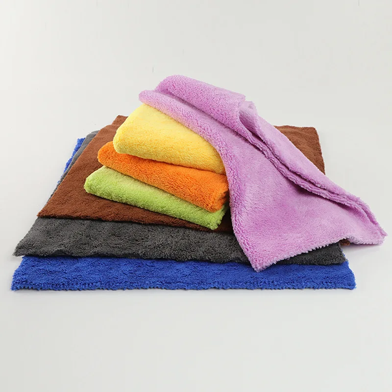 Factory wholesale 600gsm Car detailing40*40cm super soft plush car cleaning microfiber Coral Fleece edgeless microfiber towel