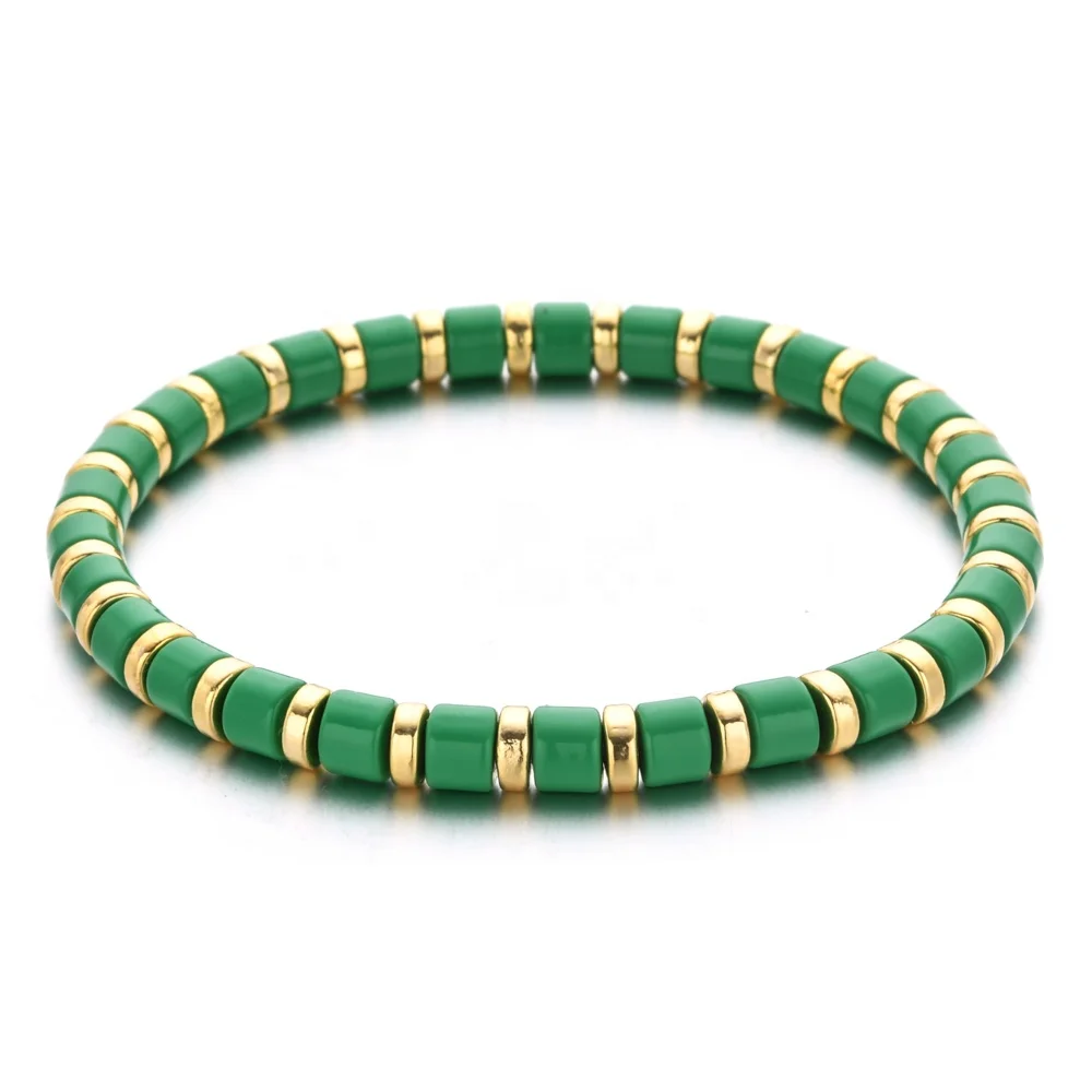 ZMZY New Arrival Orange Blue Spring Summer Rainbow Enamel Tile Beads Bracelet For Women