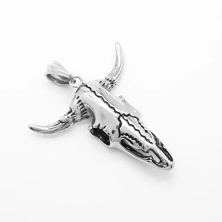 Hip Hop Animal Bull Horns Cow Heads Punk Pvd 316L Stainless Steel Waterproof Pendant Fashion Jewelry Necklaces for Men Wholesale