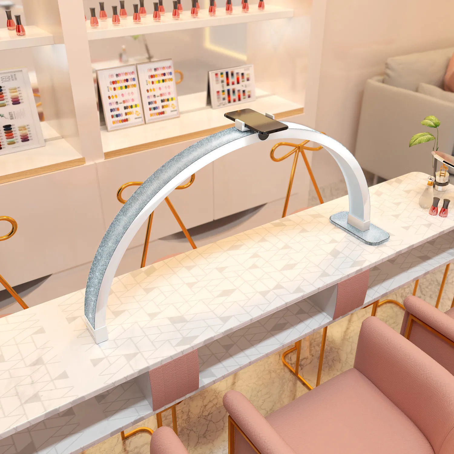Half Moon Manicure Lamp Indoor Beauty Salon Lighting Floor Table Lamp LED