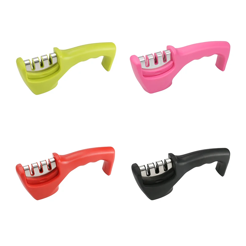 Индивидуальные Нескользящие 3-ступенчатые портативные точильные камни для кухонных ножей