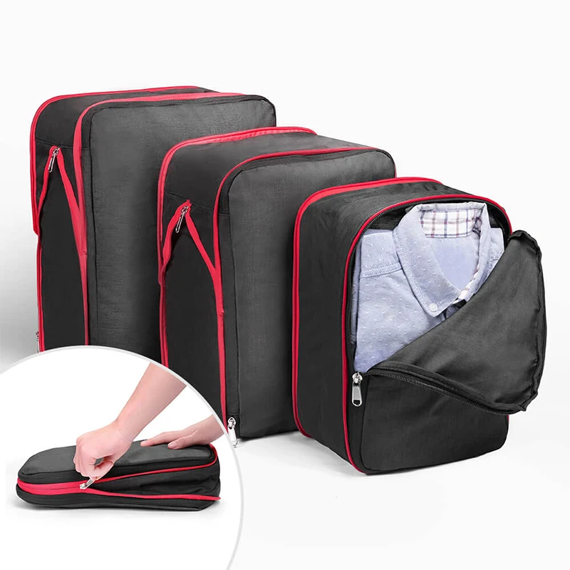 Sinovow Compression Packing Cubes for Travel Customized Packing Cubes 3 Pack Travel Packing Organizer Bags for Luggage