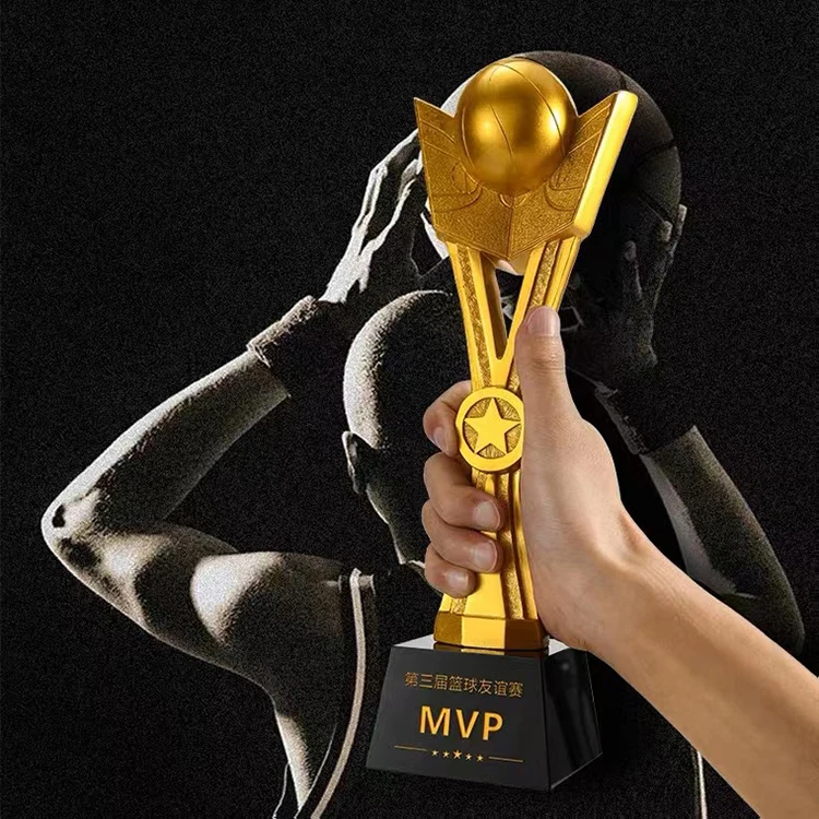 Customized World Sport Cup Gold Polyn Volleyball Basketball Metal Award Resin Football Trophies