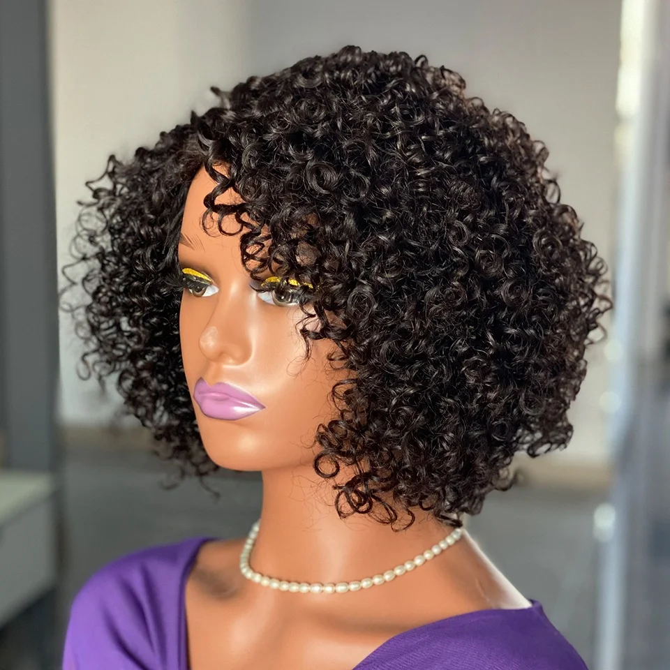 Short kinky curly L part wigs human hair For Black Women Kinky Twist Wigs Cheap Price Human Hair Short BOB Wig