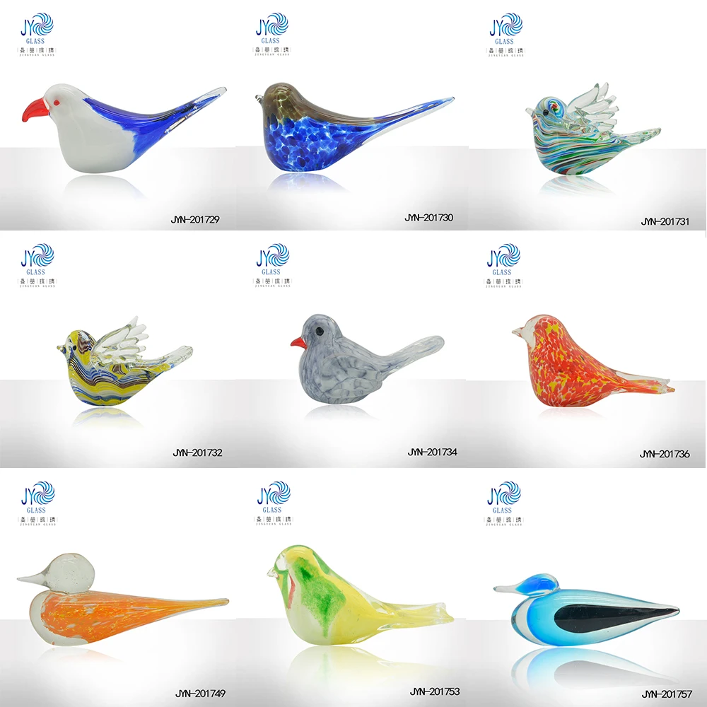 Popular decorative animal custom shape murano glass bird for decoration