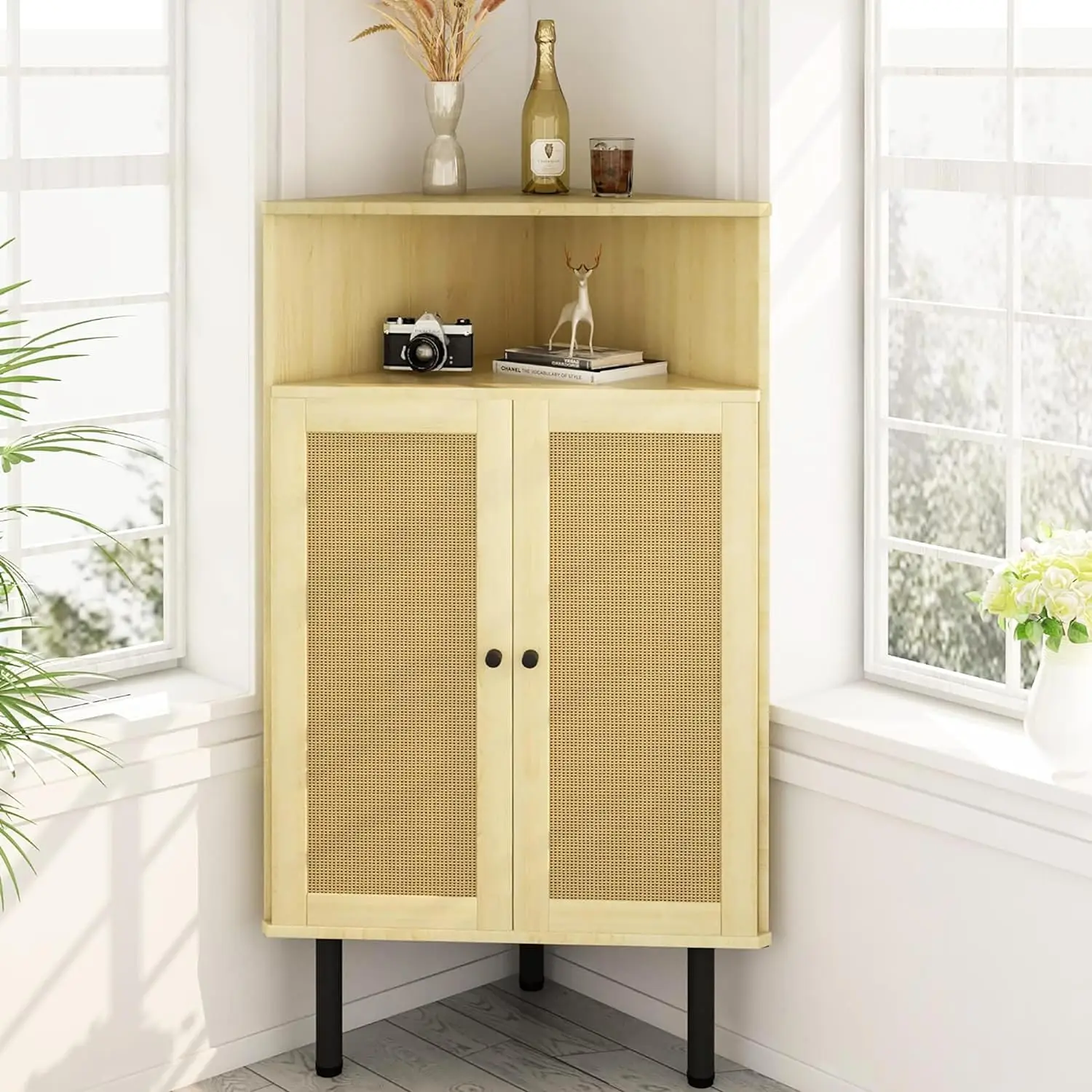 Legend High Quality  Living Room Freestanding Storage Side Board Wood rattan cabinet for house simple design