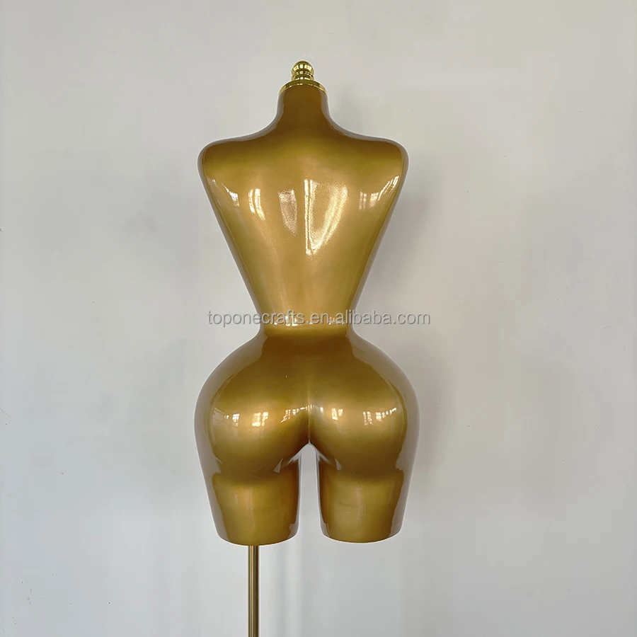 Wholesale Curvy Sexy Female Plus Size Manikin bbl Dress Upper Body Dummy Big Butt Big Breast Fiberglass Paint Gold Mannequins