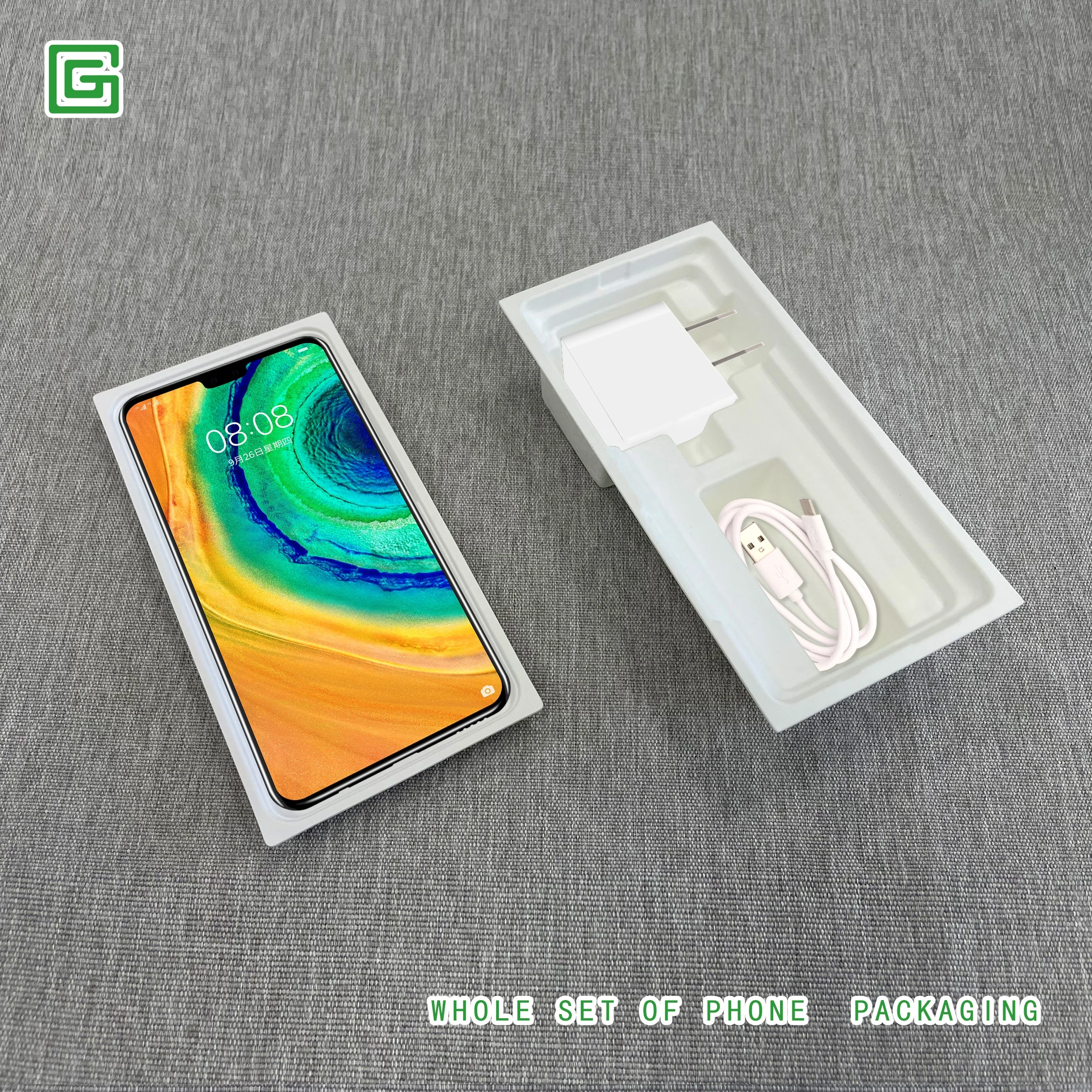 Super Quality Recycled Whole Set Box Mobile Phone Bamboo Paper Box Molded Pulp Packaging For Electronics