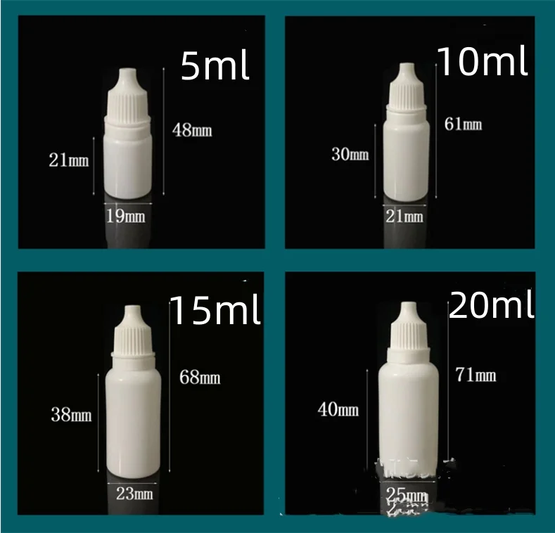 Stocks whole sale ink flask of 5ml 10ml 15ml 20ml small drop bottle PE plastic flask pigment packaging in separate bottles