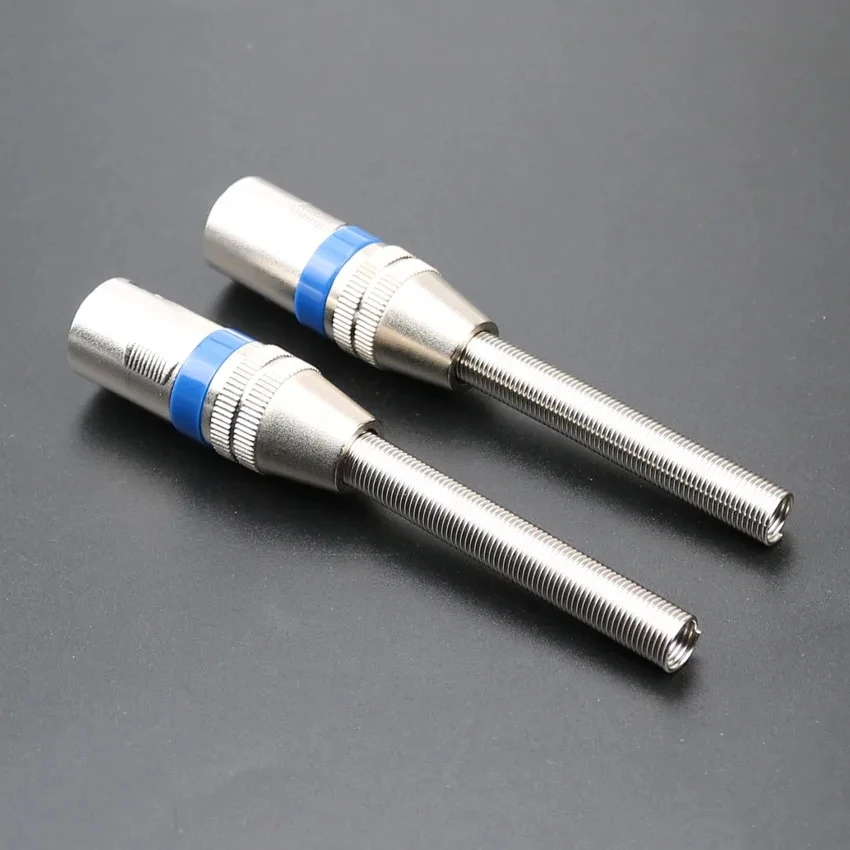 3Pin Female Male MIC Jack Plug Audio Microphone Cable Connector Blue Metal 3-Pin Connectors Adapter For Microphone KTV