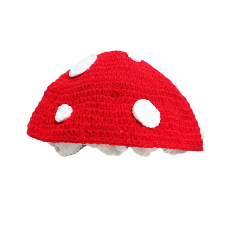 2024 Winter unisexes crochet bean hat funky mushroom style fun party hat with cartoon pattern