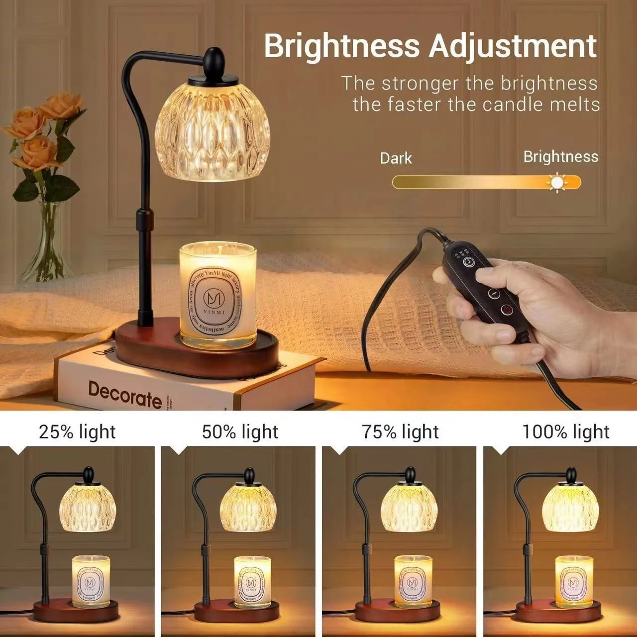 Aromatherapy candle warmer lamp Vintage Home decor LED lamp Bedroom electric essential oil diffuser heater with timer