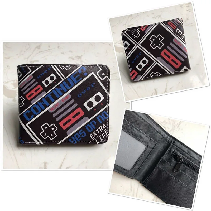 PS4 Game Design PU Leather Short Wallet Colorful Printing Cartoon Game Hand Shank Wallets Card Holder Billfold