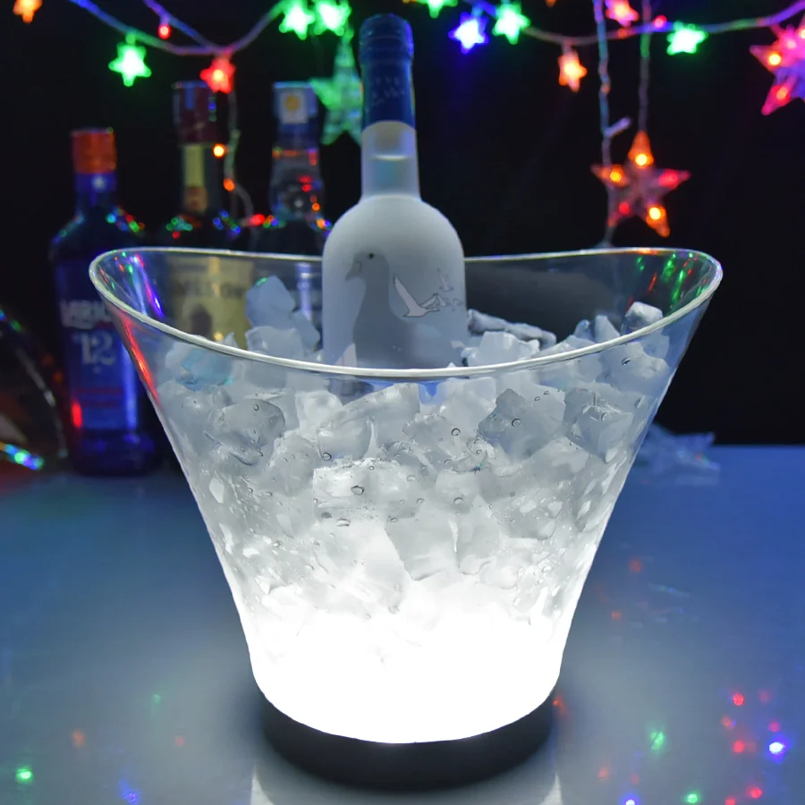 OEM Champagne custom logo Beer Wine Bottles Frozen clear rechargeable luxury wholesale colorful Led Ice Bucket